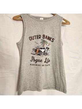 New!  Sleeveless Outer Banks Print Tank Top Casual Crew Neck For Summer & Spring